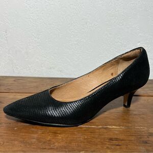 Clarks Indigo Leather Sage Copper Pumps in Black Lizard 7.5M